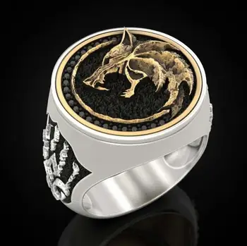 

Luxury and exquisite S925 two-color Viking warrior multi-witcher hunter wolf claw jewelry men's engagement wedding ring