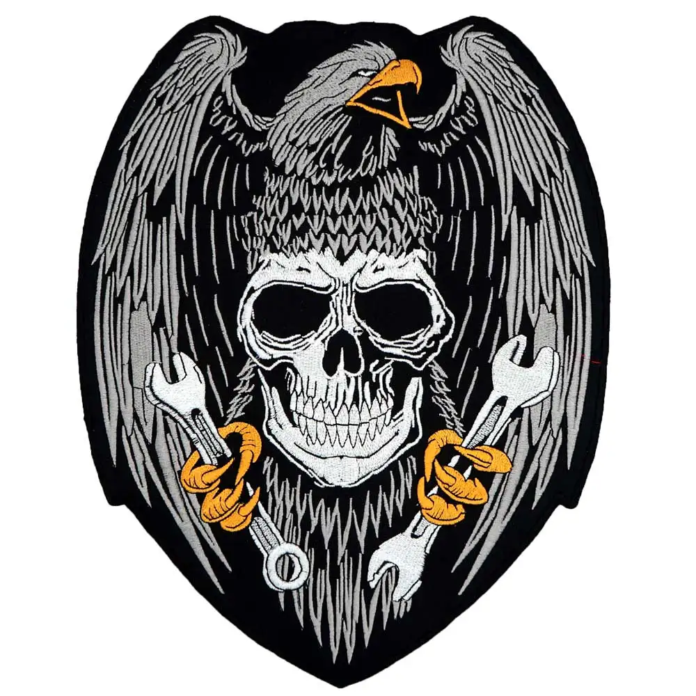 Repair skull eagle motorcycle backing Embroidered Sewing Label punk biker Patches Clothes Stickers Apparel Accessories Badge | Дом и сад