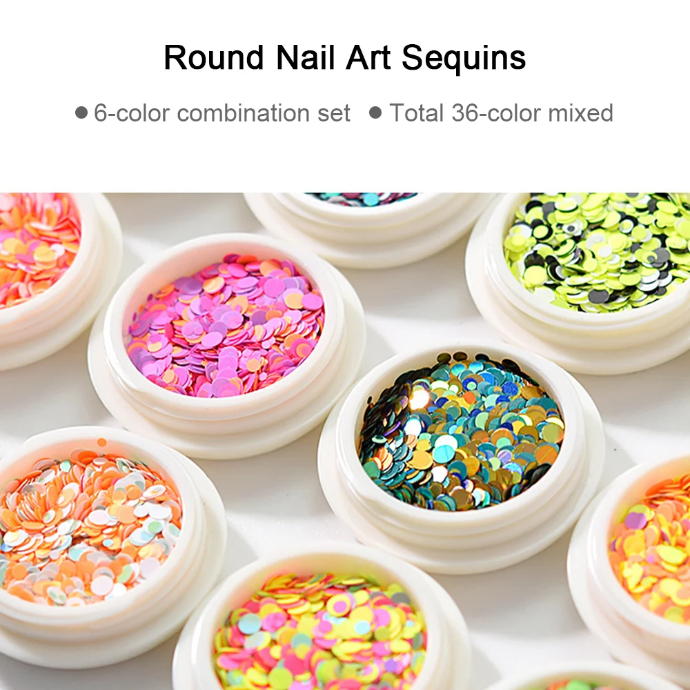 6 PCS Nail Stickers Glitter Sequins 3D Iridescent Flakes Holographic Spangle Confetti Sticker Manicure Art DIY | Красота и здоровье