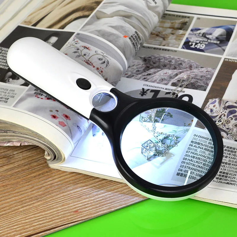 Pull-Out Magnifying Glass Handheld Portable Magnifier with 1 LED Light 4x  Magnifying Tools for Reading Jewelry/Antique Appraisal - AliExpress