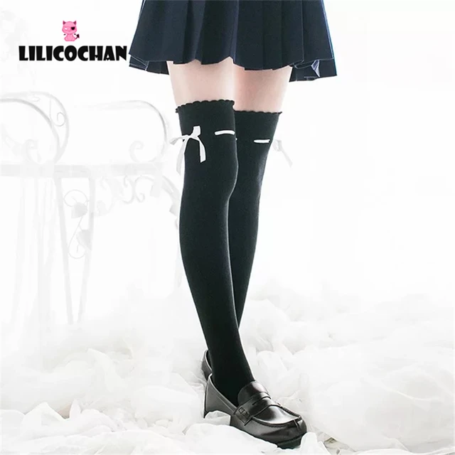 Lolita Stocking Womens Anime Cosplay Maid Girls Lace Top Thigh High Over Knee Leg Warmer Leggings Sexy Cotton Socks Kawaii Style 6