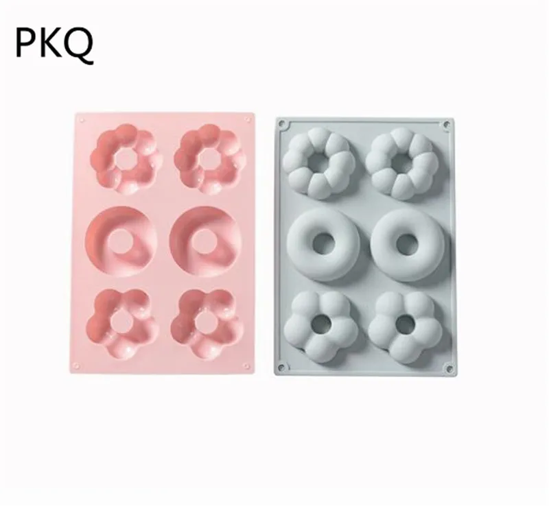 

Flower Round Doughnut Mold 6-Cavity Party Cake Fondant Mould DIY Soap Chocolate Candle Cookie Silicone Mold 24*16.8*2cm