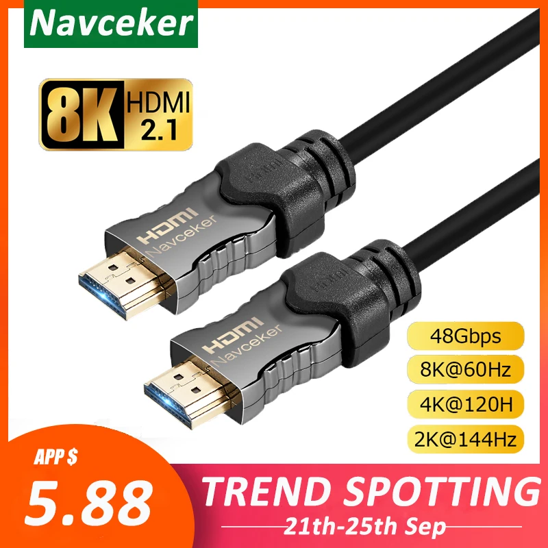 Navceker HDMI 2 1 кабель 4K 120HZ hdmi высокоскоростной 8K 60HZ UHD HDR 48gbps Кабель Ycbcr4:4:4 конвертер