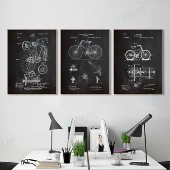 

Vintage Blackboard Bicycle Drawings Bicycle Patent Living Room Wall Paintings Cuadros Decoracion Dormitorio Sports Sketch Canvas