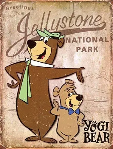 Yogi Bear Park проблемная Ретро винтажная жестяная вывеска жестяная картина «металлические номерные знаки» Оловянная вывеска настенная декоративная доска Ретро бар и бар оловянный постер