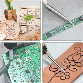 

94Pcs Wood Burning Pyrography Pen Kit Soldering Iron Kit 60W Adjustable Temperature Soldering Iron Pen Carbon Papers Pencils Sta