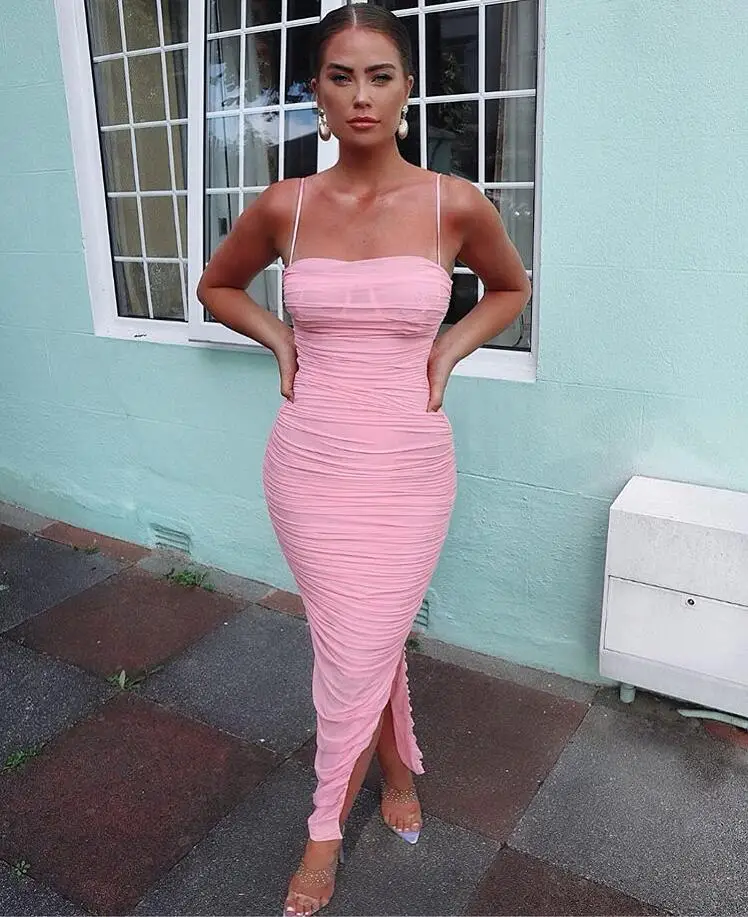 

New Summer Fashion Sexy Pink Maxi Long Women Dress 2019 New Arrivals Designer Fashion Party Dress Clubwear Vestido