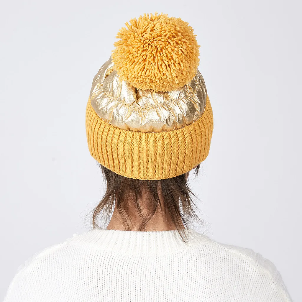 Зимние шапки для женщин, Новые Вязаные шапки, одноцветная Милая шапка для девочек, осенняя Женская Шапка-бини, теплая шапка, Женская Повседневная шапка