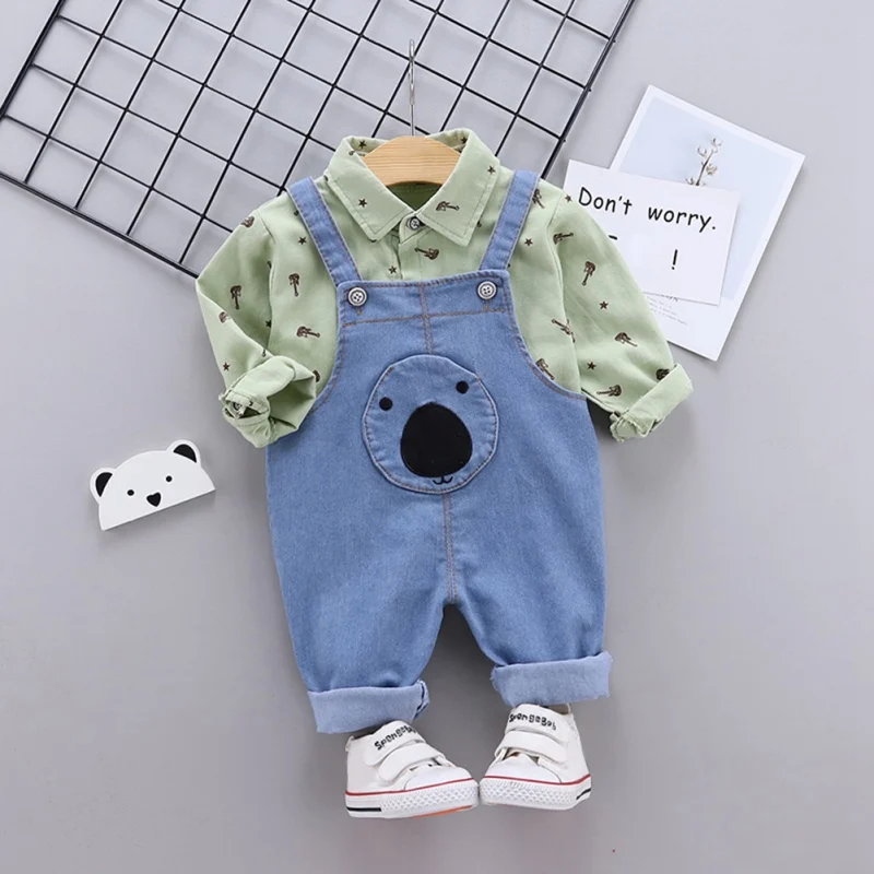 

Autumn Kids Baby Boy Long Sleeve Clothes Trousers Set Cotton Soft Baby Long Sleeve Tops + Long Suspender Trousers