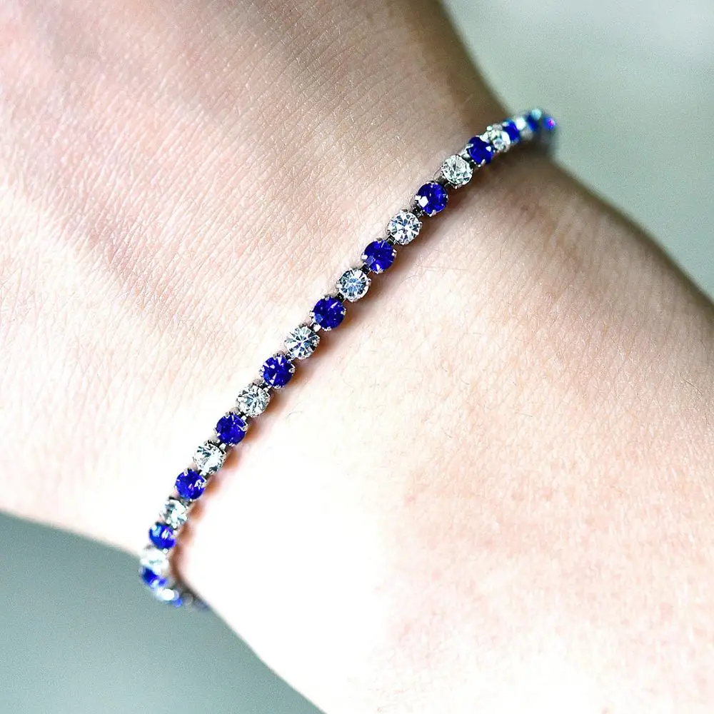 Luxury 3mm Cubic Zirconia Tennis Bracelets Hypoallergenic Stainless Steel Crystal Wedding