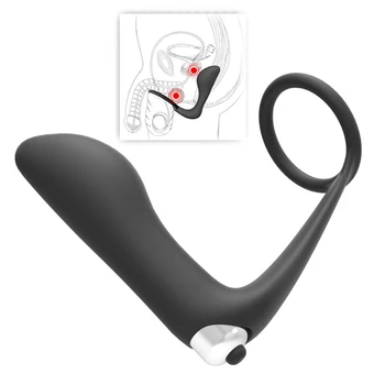 EXVOID Delay Ejaculation Silicone Bullet Vibrator Anal Plug with Penis Ring Cockrings Butt Plug For Men Male Prostate Massager 4