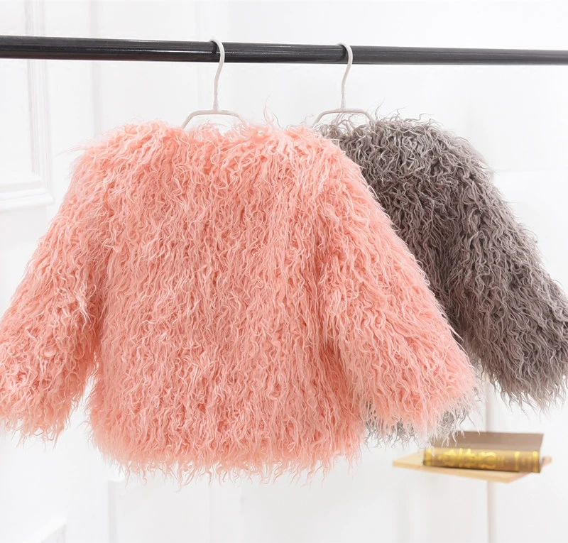 Autumn Kids Fur Jackets for Girls Parkas Waterfall Baby Girls Faux Fur Coat Princess Girl Fur Coat Children Outerwear 2-10Y