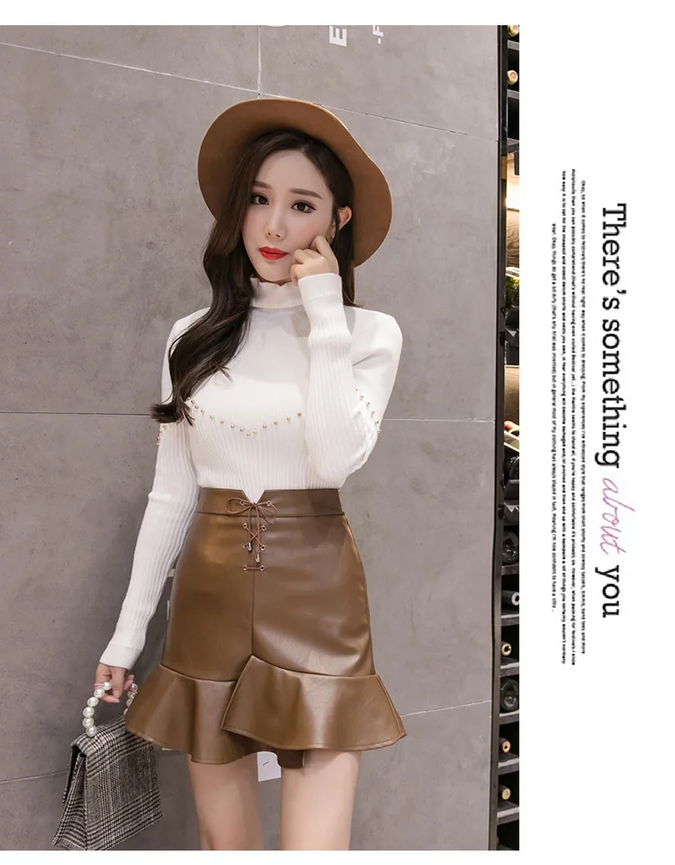 women's skirt Sexy lace up split irregular ruffle female skirt mini short empire bodycon fishtail DV976