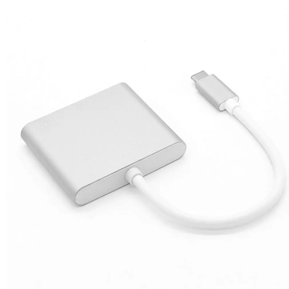 

3 In 1 Portable Usb to Hdmi 3.1 Converter Adapter Type c to hdmi HDMI/USB 3.0/Type C Adapter Type-C Aluminum For Macbook Gray