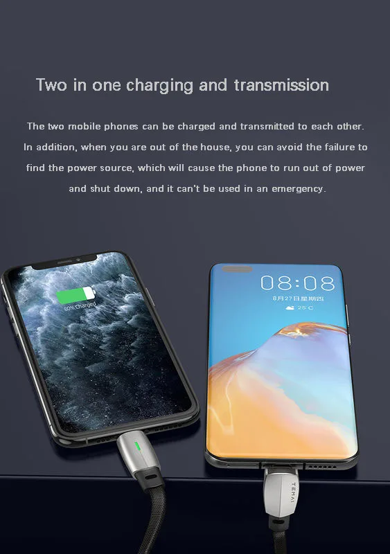 Car mobile phone charging cable For Apple Android typec fast charging cable Accessories For Tesla Model3 modelY