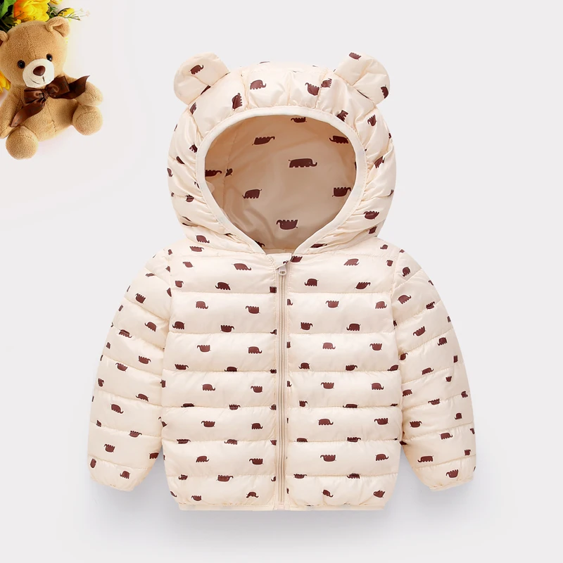 Boys and girls windbreaker zipper hoodie autumn coat for kids fashion jacket long sleeves with cute elephant print