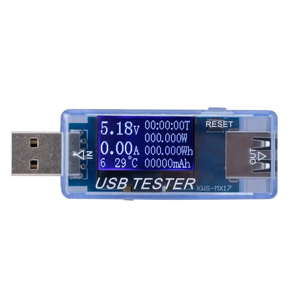 Цифровой Многофункциональный USB тестер 4-30 в мини Ток Напряжение зарядное устройство Емкость детектор электрической энергии цифровой дисплей - Цвет: Синий