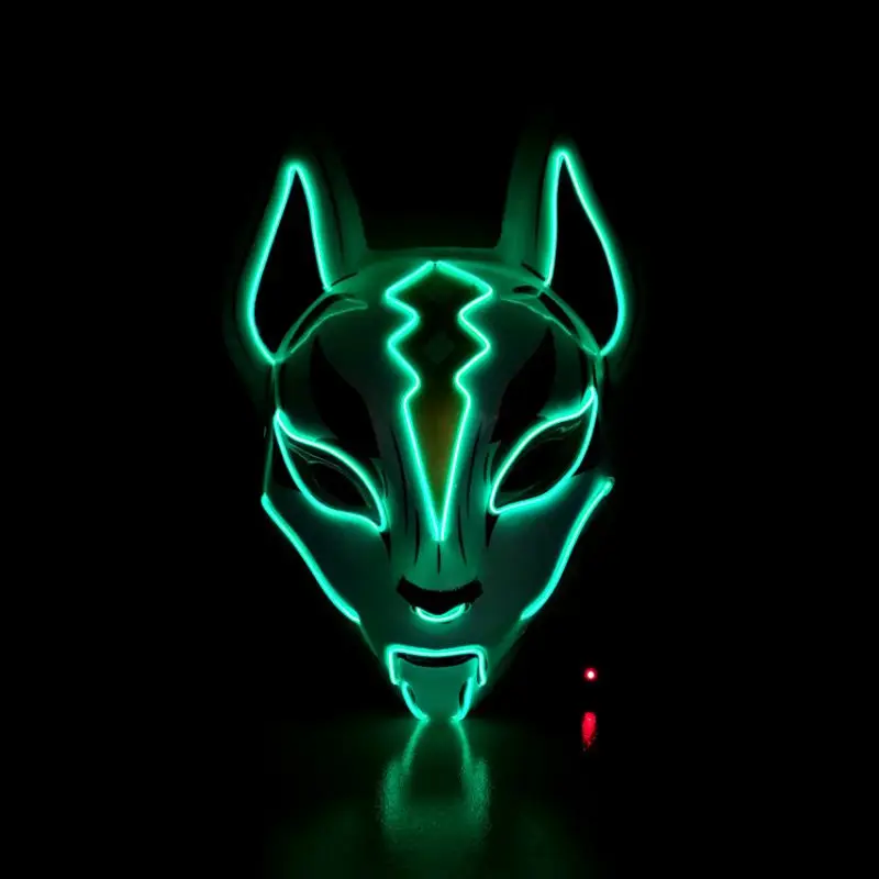 Новая светящаяся маска для Хэллоуина, маска для лица с изображением лисы, вечерние костюмы для танцев, светящаяся маска для ночного света - Цвет: G