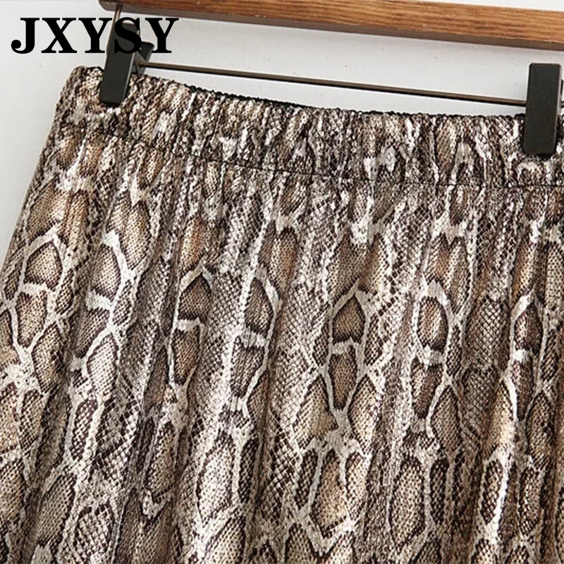 JXYSY, английская, офисная, Дамская, высокая талия, элегантная, с блестками, Змеиный узор, с принтом, юбка миди, для женщин, faldas mujer moda,, юбки для женщин