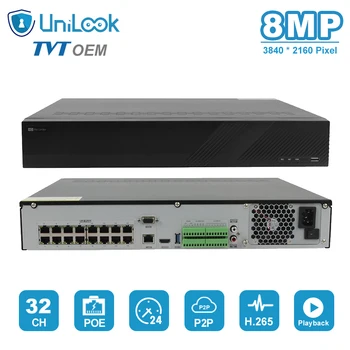 

TVT OEM NVR Max 32CH 8MP IPC Input Network Video Recorder 16 POE Ports HDMI Output Onvif H.265 P2P View Real Time Recording