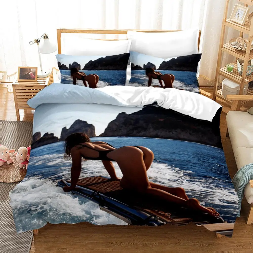 Sexy Buttocks Girl Black Bikini Beach Bedding Set Bedroom Decor Microfiber Quilt Cover 1PC Duvet Pillowcase Free Mask | Дом и сад