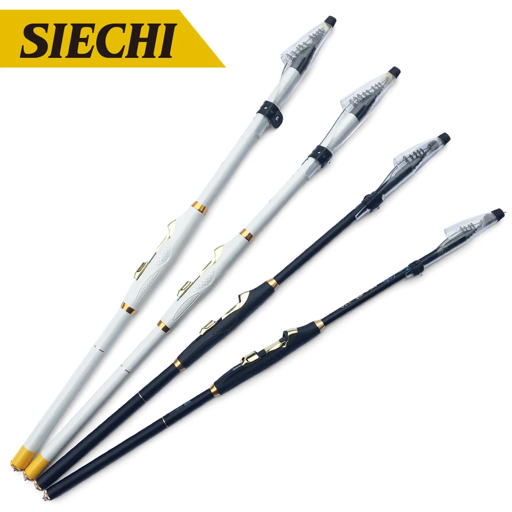 

Hard 2.7/3.6/4.5/5.4/6.3Meters Rock Hand Pole Carbon Fiber Telescopic Spinning Fishing Rods Fish Tackle Black/White