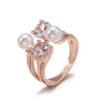 

Match-Right New Crystal Flower branch leaf Adjustable Finger Wedding Rings for Women Pearl Open Ring Glamour Jewelry Gift CN032