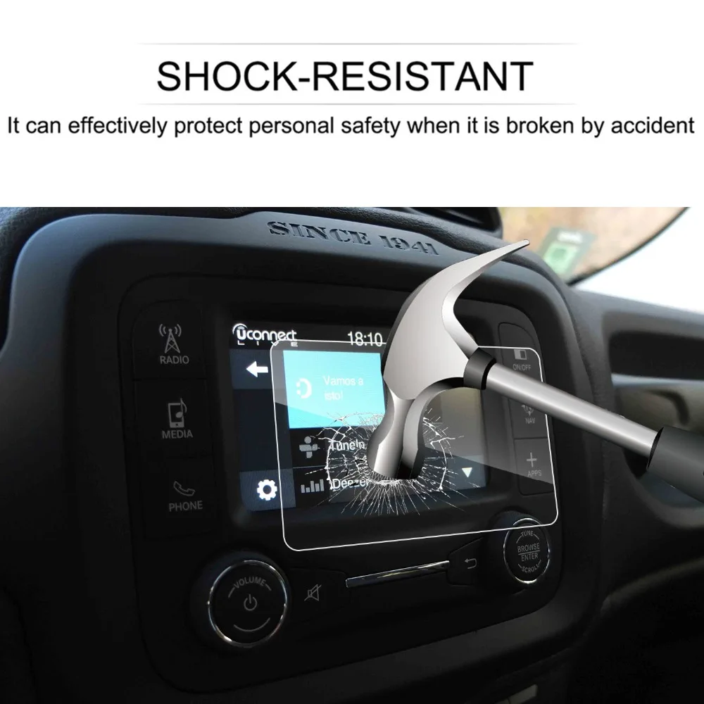 RUIYA с уровнем твердости 9H Защитная пленка для экрана из закаленного стекла Защитная пленка для jeeprenegade Uconnect 5 дюймов Автомобильный навигатор, непрерывной защитой экрана