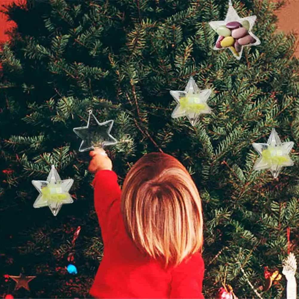 Фото шар Рождественское украшение для дома прозрачный пластиковый шар с пятью звездами Рождественский подарок для детей висячие украшения для дома
