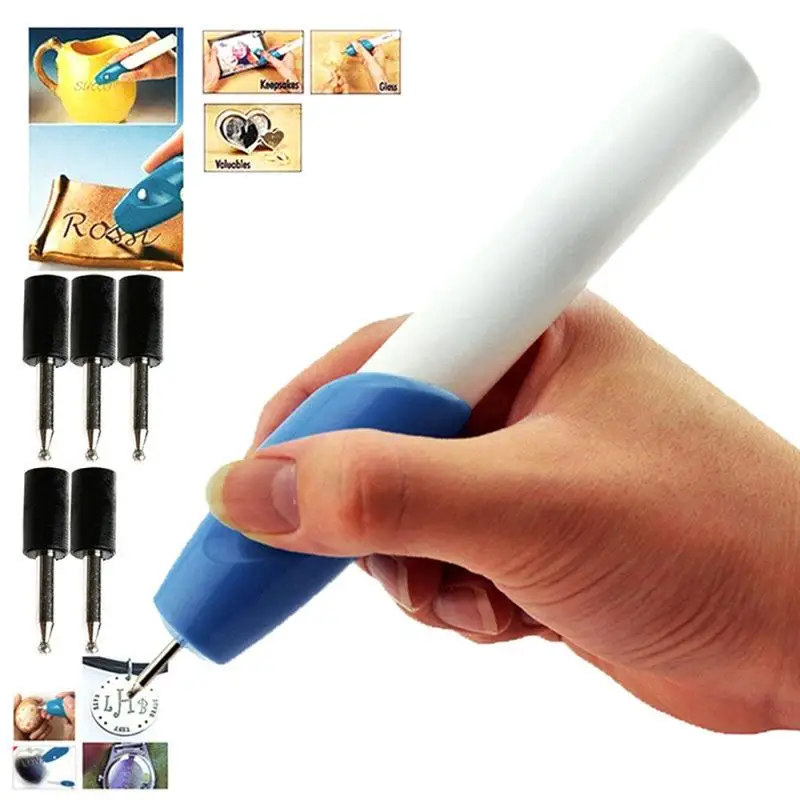 Electric Engraving Pen Opp Bag Or Paper Card Installed Engrav Tool Pen Metal Glass Wood Hand 2 Replacement Nibs Practical carving tool electric engraving pen