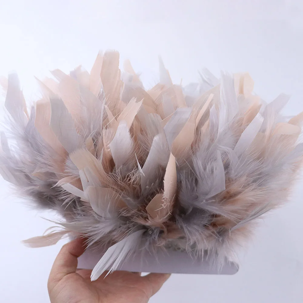 

1meter Fancy Turkey feather Fringe Ribbon 10-15cm Width Dyed feathers for Party Costume Dress Decoration Accessory Crafts