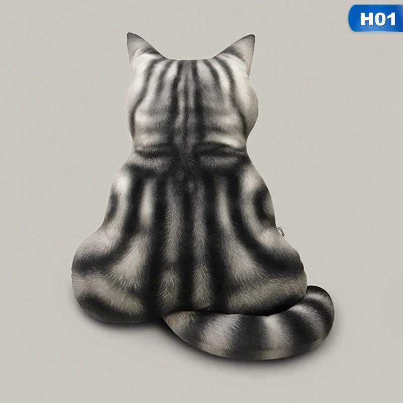 Милая мягкая плюшевая подушка-теневая Подушка для спины в виде кошки, подушка для сиденья, подарок на день рождения, 3D Рисунок кошки, подушка для спины, плюшевая подушка - Цвет: H01