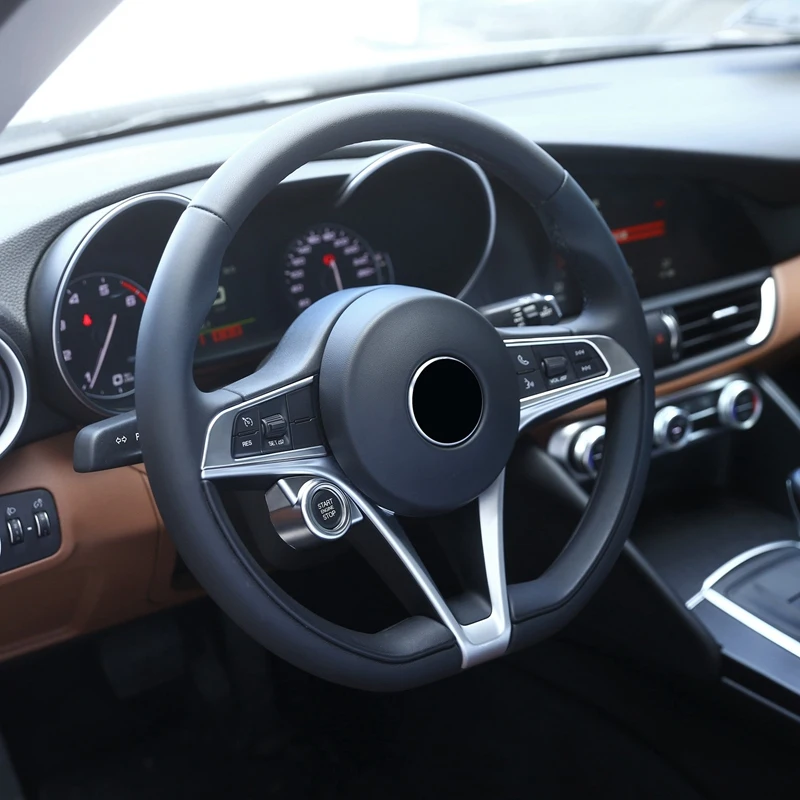 Для Alfa Romeo Giulia крышка кнопки рулевого колеса отделка Abs хром аксессуары для модификации салона автомобиля