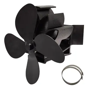 

4 Blade Wall Hanging Heat Powered Stove Fan Log Wood Burner Eco Kindly Quiet Home Fireplace Fan Heat Distribution Fuel Saving