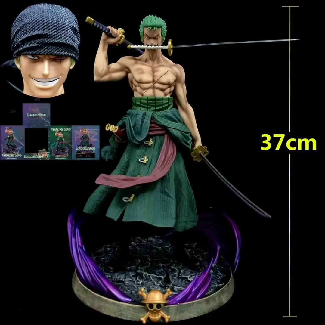 37 см японское аниме One Piece ZORO три меча GK Roronoa Zoro статуя Luffy ПВХ экшн-фигурки