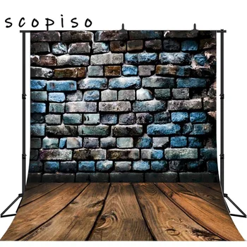 

Scopiso Wooden Floor Brick Wall Theme Booth Party Photography Backdrop Photo Background Studio Prop