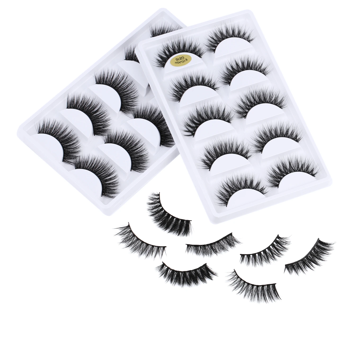 Hot selling 5 pairs 5D Mink Eyelashes Natural False Eyelashes Lashes Soft Fake Eyelashes Extension Makeup 5