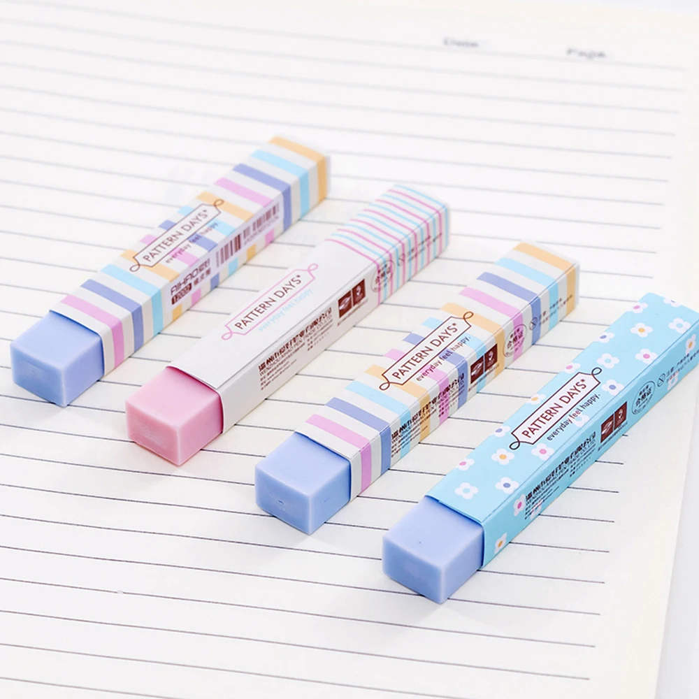 

1 Pcs Candy Colors Stripe Erasers Office Cute Colourful Stationery Student Gift