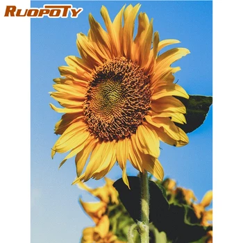 

RUOPOTY Frame Picture Sunflowers Diy Painting By Numbers Flowers Paint By Numbers Kits For Adults Acrylic Paint On Canvas Arts