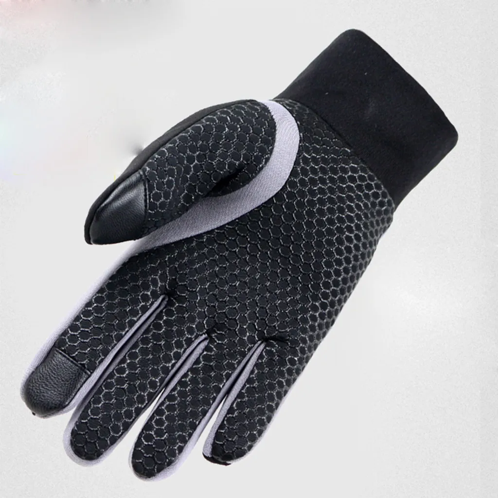 Мужские зимние теплые перчатки с противоскользящим эластичным манжетом, теплые перчатки с мягкой подкладкой, перчатки для вождения, перчатка из искусственной кожи