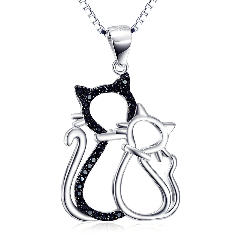 Sterling Silver Jewelry S925 Creative Cat Pendant Necklace for birthday gift | Украшения и аксессуары