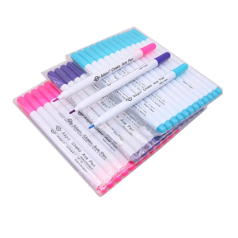 

12 Pcs/lot Water soluble pen DIY stationery Erasable Pens Grommet Ink Fabric Marker Marking Pens DIY Needlework Red Blue Purple