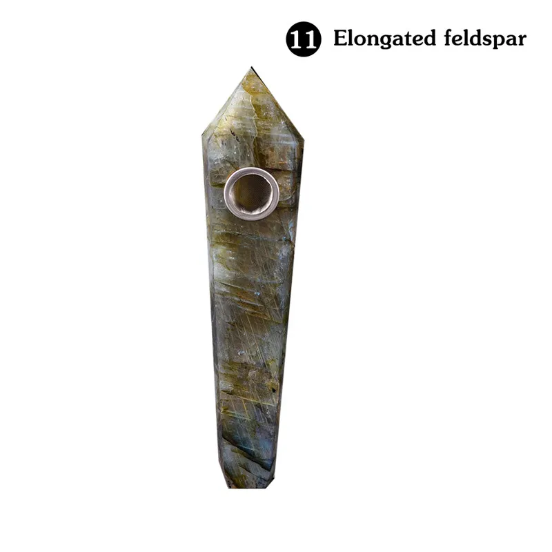 Elongated feldspar 1 шт. натуральный кварц курительная Труба Кристалл Камень обелиска палочка точечные сигары курительные трубки трубы заживление с металлическим фильтром - Цвет: Elongated feldspar