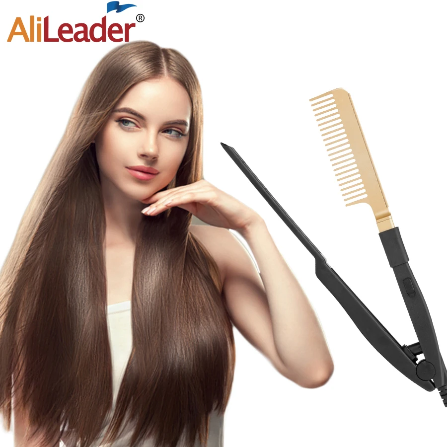 

Alileader Hair Straightener Ceramic Electric Hot Heating Comb Flat Curling Wet And Dry Iron Titanium Alloy Hair Curler Brush