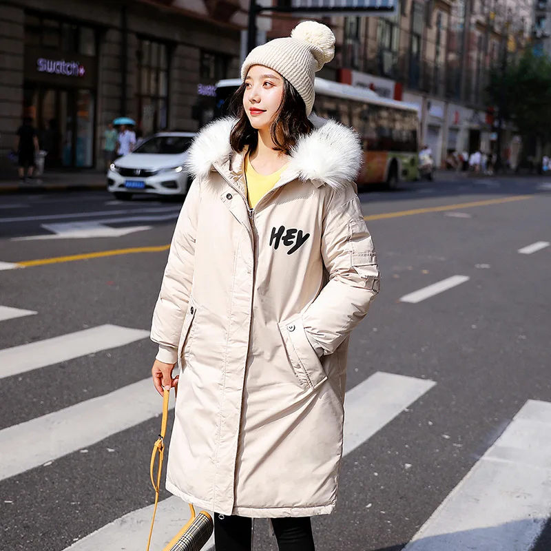 

INS Cotton Coat Women's Mid-length 2019 New Style Korean-style Loose-Fit BF Dongdaemun over-the-Knee Network hong yu rong Cotton