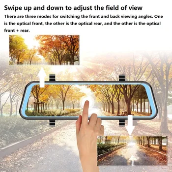 

Stream Media Driving Recorder 10 Inches Touch Screen Dual Lens Video Recorder Rearview Mirror 1080P Rear Camera Driving Recorder
