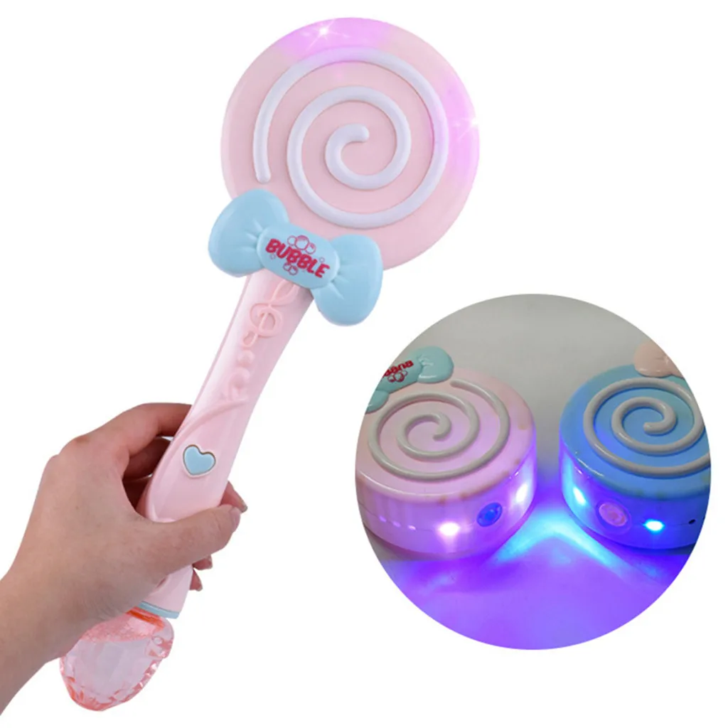 Леденец для детей пистолет для мыльных пузырей игрушка воздуходувка электрические Волшебные автоматические мыльные пузырьки машина свет музыка летняя уличная игрушка для детей