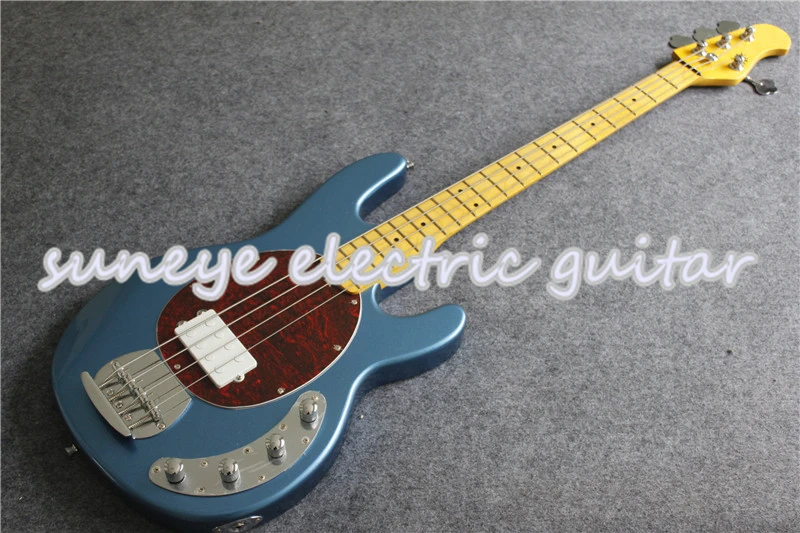 

2019 New Arrival Material Blue Finish Music Man Style Electric Bass Guitar 4 String Maple Fretboard Guitar Bass Free Shipping