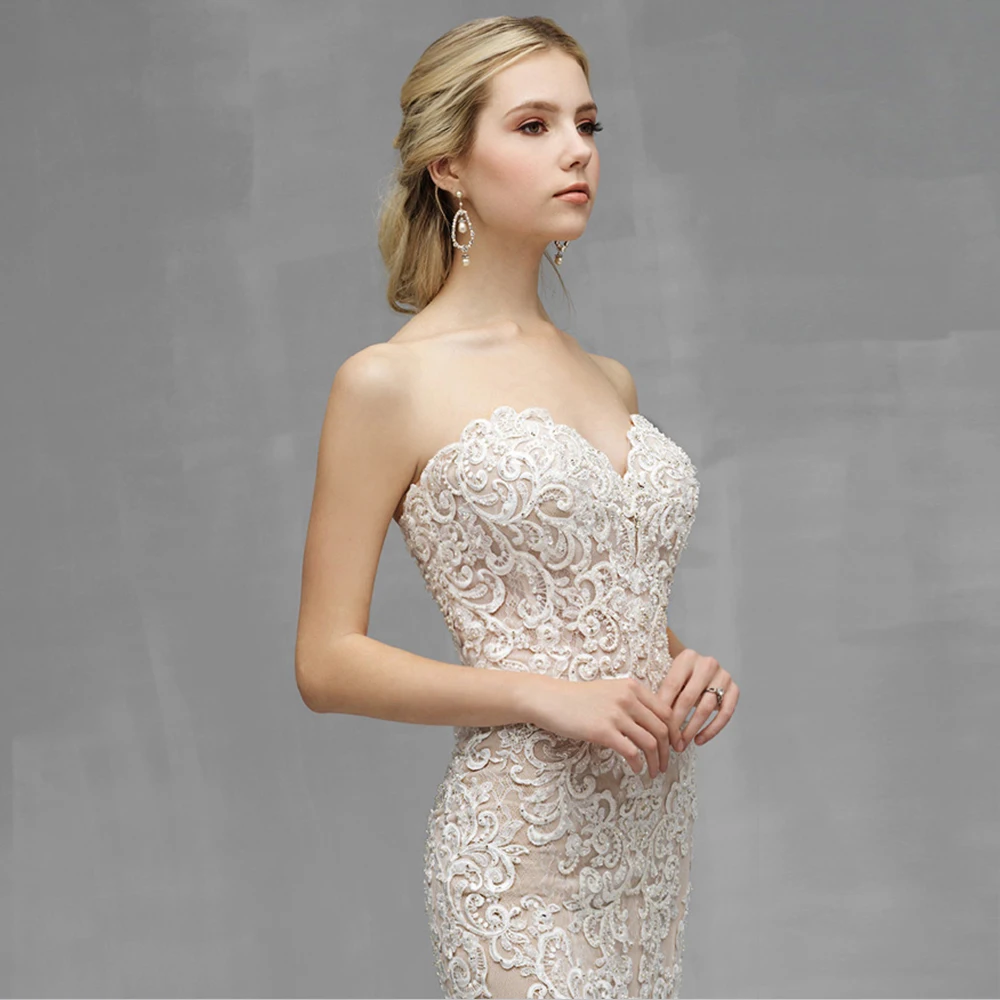 Свадебные платья русалки Vestido De Novia Sirena Бисероплетение Аппликации Кружева Свадебные платья китайский интернет-магазин