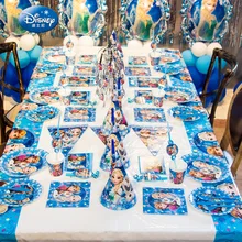 Disney mrożone Elsa i Anna księżniczka tematyczne dekoracje na przyjęcia urodzinowe dla dzieci dziewczyna Party akcesoria dekoracyjne zestaw stołowy tanie tanio CN (pochodzenie) Jednorazowe zestawy stołowe Chrzest chrzciny Na Dzień świętego Patryka do ujawnienia płci przyjęcie urodzinowe